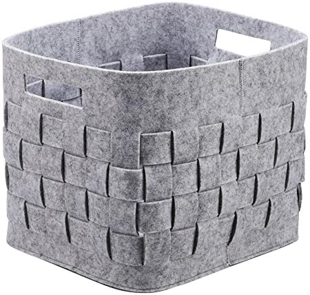 Woven Felt Basket Storage Bag,Light Grey, L14xW12xH12inches/L35xW30xH30cm,Designed by Hemma Bruket