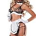Price comparison product image Hmeng Adult Woman's Lingerie Sexy Servant White French Maid Fancy Dress Costume Outfits Lovers Cosplay Suit (White, M)