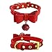 Produktbild Hmeng Hundehalsband, Hunde Katze Welpen Wasserdichte Niedlich Bowknot Nieten Halsband Halsbänder Verstellbar Leder Schnalle mit Bell Halskette für Haustier Hunden Katzen (S, Rot)