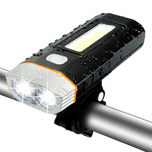 LED Fahrradbeleuchtung USB aufladbar Set,SGODDE LED Fahrradlicht, Ultra Hellen Wasserdicht Sport und Rücklicht,3 Licht-Modi,(1 USB-Kabel,1 Schraubendreher,2 Fahrrad Buckle)