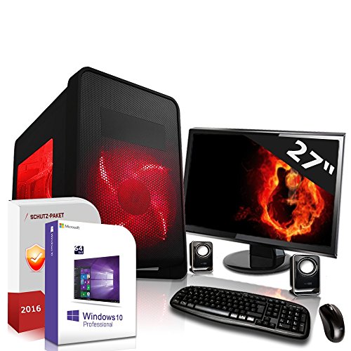 Gaming PC Komplett Set / Multimedia COMPUTER inkl. Windows 10 Pro 64-Bit! - AMD Quad-Core A10-7850K 4 x 4.0 GHz - AMD Radeon HD R7 - 27 Zoll TFT - 8GB DDR3 RAM - 1000GB HDD - 24-fach DVD Brenner - Lautsprecher - Tastatur + Maus - USB 3.0 - HDMI - DVI - VGA - Gamer PC mit 3 Jahren Garantie!