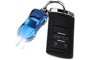 MAKINGTEC Creative Key Chain Car Keychain Flashlight, Racing Car Model Keyring Key, Great Key Chain Gift, with 2 Modes LED Lights 2 in 1, Father's Day Gifts, for Office Backpack Purse Charm (Blue)