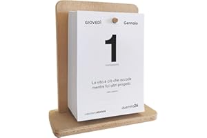 Q&BGRAFICHE Calendario da tavolo 2026 con supporto in Legno - Calendario 2026 Aforismi Motivazionale con Frasi Filosofiche da Scrivania con Supporto in Legno (2026, Pacco da 1)