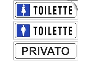EVM Eticchette TOILETTE UOMO DONNA PRIVATO Segnaletica Targhetta in PVC Morbido laminato Opaco Adesivo impermeabile Porte Locali Ufficcio 15x4cm 3pz.