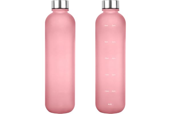 1000 ml motiverande sportvattenflaska; vattenflaska med tidsmärke; läckagesäker sportvattenflaska; BPA-fri plastflaska; med a