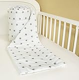 Bettumrandung Nest Kopfschutz Nestchen 420x30cm, 360x30cm, 180×30 cm Bettnestchen Baby Kantenschutz Bettausstattung Sternchen weiß (A3) - 2