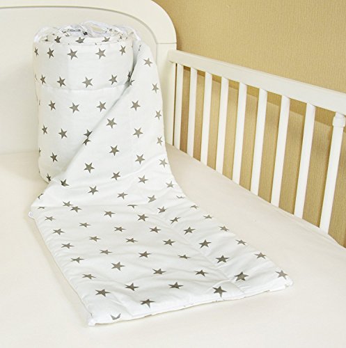 Amilian® Bettumrandung Nest Kopfschutz Nestchen 420x30cm, 360x30cm, 180×30 cm Bettnestchen Baby Kantenschutz Bettausstattung Sternchen weiß (A3) - 2