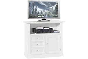 Mar.c.a. Design - Mobile Porta TV Soggiorno in Legno di Pioppo, Misure 84x40x80 CM, Qualità Made in Italy (1 Anta + 3 Cassetti + 1 Vano Centrale, Bianco Opaco)