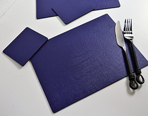 Giftag Set of 8 Ultraviolet Bonded Leather Placemats and 8 Coasters, Made In UK, 16 Piece