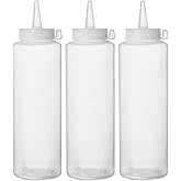 HENDI Spenderflasche, 3 Stück, 700ml, LDPE, PP, Transparent | Easy Squeeze, für Saucen, Squeeze Flasche, Quetschflasche, Dosi