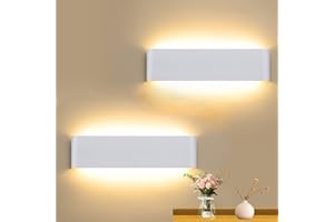 CANMEIJIA 2 Paczki Nowoczesna Lampa ścienna LED 16 W, Ciepła Biel, 3000 K, Do łazienki, Sypialni, Na Klatkę Schodową, Korytarza, Oświetlenie ścienne（Biały）2szt. BDA-61 Biały