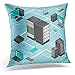 Produktbild XLABDZ Throw Pillow Covers File Data Network Management Isometric Map with Networking Servers Computers and Device Cloud Decorative Pillows case Square Size 18 x 18 Inches Home Decor Sofa Pillowcase