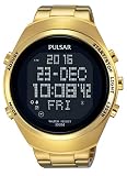 Pulsar Herren Digital Quarz Uhr mit Edelstahl beschichtet Armband PQ2056X1