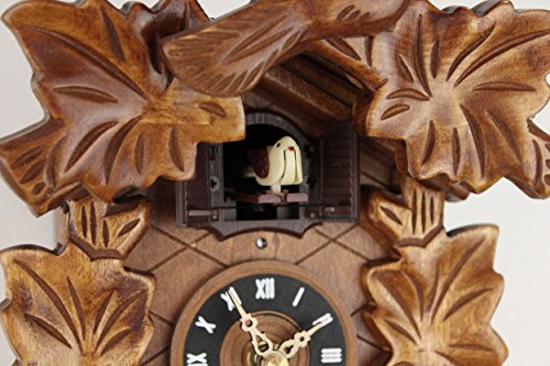 Kuckucksuhr Kuckuckuhr Echtholz NEU batteriebetriebenes Quartzwerk Musik Kuckuckruf Eble -Fünflaub 22cm- - 4