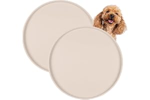 Skålunderlägg för hund, rund, 2 stycken, BPA-fri silikonmatta med kant, diameter 25 cm, halkfri husdjursmatta för foder och v