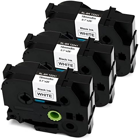 Uoopo 3 Roll Compatible Brother TZe-241 TZ-241 TZe241 Black on White 18mm x 8m Label Tape for Brother P-Touch PT-2430PC PT-D400 PT-400VP PT-3600 PT-H500LI PT-1000BTS RL-700S Label Makers