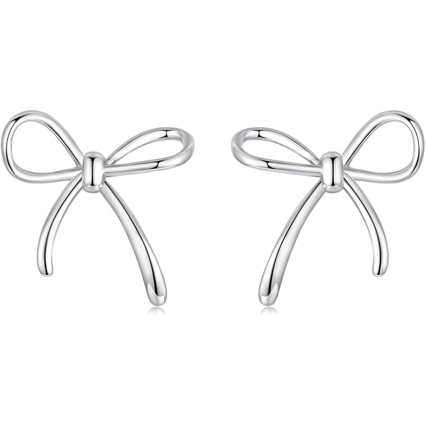 Orecchini Pendenti Asimmetrici A Coniglietto Con Fiocco - Argento 925 Ipoallergenico Per Donna - Regalo In Scatola