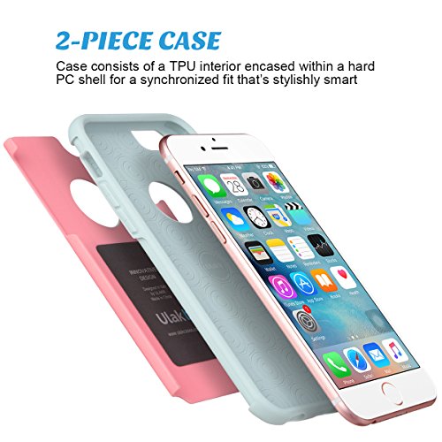 iPhone 6 Case, ULAK iPhone 6S Case Dual Layer Shockproof [Drop Protection] Slim Hybrid Impact Skin Case Cover for Apple iPhone 6 6S (4.7 Inch) (Light Red/Grey)