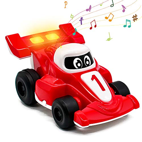 Akokie Voiture Enfant Jouet Musical Bebe Jouet d'Eveil Voiture Miniature Lumineuses Vehicule Friction Jeu Cadeau Bebe Garçons Filles 12 Mois +