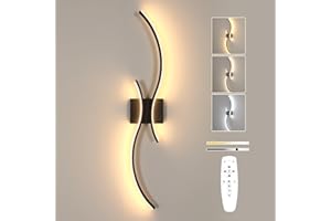 Comely Applique Murale Intérieur Noir, 32W 3600LM Lampe Murale Dimmable avec Télécommande, 80CM Luminaire Mural en Aluminium pour Chambre Salon Escalier Couloir, 3000K-6500K