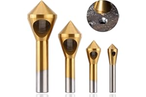 REAQUE 4 Pezzi HSS Svasatore Smusso per Metallo, Punta per Trapano in Acciaio ad Alta velocità Rivestita in Titanio per sbavatura della per il fai da te Legno Metallo Plastica