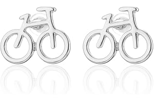 OURAN Stud Earring for Women,Bicycle Earring Stud Girl Silver Dangle Earring Small Stainless Steel Earring (Silver Plated)