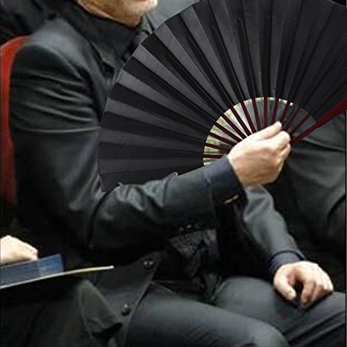 KAKOO Großer Fächer Stabiler Handfächer mit Bambusgriff Tanzfächer Sommer Lüfter Herrlicher Klappfächer für Feste Hochzeit Geschenk Party Zubehör DIY Wohnzimmer Dekofächer - 4
