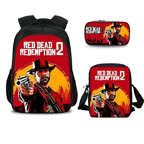 Preisvergleich Produktbild globalqi 3 Stücke Rucksack Red Dead Redemption Studentenrucksack 3D-Druck Laptoprucksäcke Mädchen Jungen Multi-Compartment Laptop Daypacks Schulrucksack für Wandern Reisen by