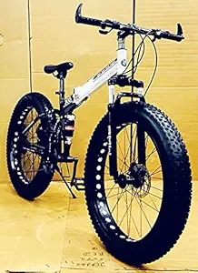 Saima Enterprises 26 inch 21 speed Snow Fat tyre Aluminum Steel Road Bicycle Full Suspension Bike for Adult and Boys in White Color