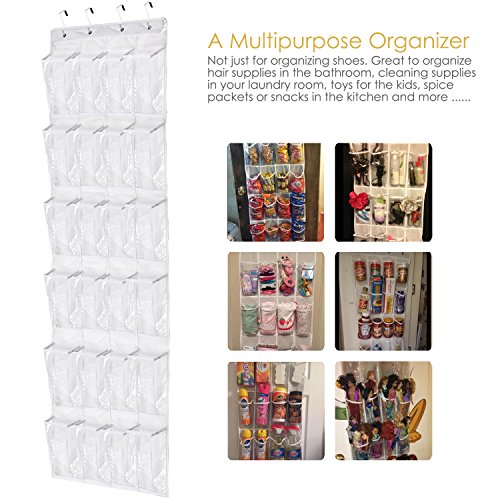 MiadMax Schuhaufbewahrung Für Tür mit 24 Tasche, hängend Aufbewahrungstasche Ordnungssystem Schuhschränke, Multifunktionale Aufbewahrungstasche,weiß - 3
