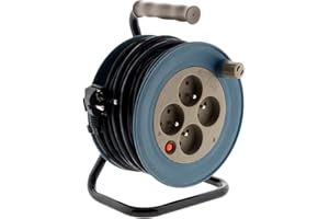 Zenitech – Haushalts-Kabeltrommel 4×2P+T – 15 m – Taupe