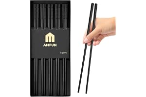AMFUN 10 par glasfiberätpinnar, återanvändbara ätpinnar, japanska kinesiska hackpinnar med Sakura-mönster, diskmaskinssäker