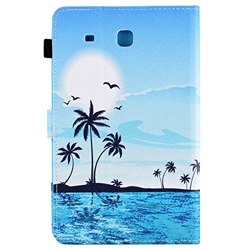 HB-Int 3 in 1 Standfunktion Hülle für Samsung Galaxy Tab E SM-T560 9.6″ Flip PU Leder Schutzhülle Blau Meer Wallet Case Brieftasche Kartenfächer Ledertasche Magnetverschluss Schale Beschützer Haut Lederhülle Book Style Holder New York City Etui Protective Cover Dünn Slim Cover Bumper Zubehör mit Stylus Pen + Staub Steckere - 3