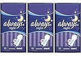 Always Always Always Maxi Comfort & Protection 10 Sanitary Pads Night (Pack of 3)