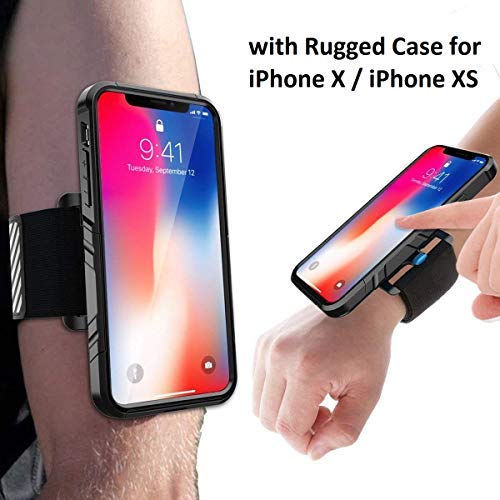 SPORTLINK Run kit pour iPhone X/iPhone XS, Sweatproof Anti-Sueur Brassard Sport Etui Armband Case avec 2 Sangles Réglable pour Running Vélo Jogging Gym Course Sport(Noir)