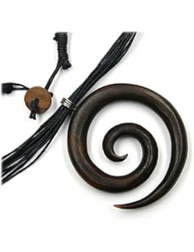 Spirale Schmuck groß aus Holz, inkl. Schmuckband mit Verschluss, Durchmesser Holzschmuck Spirale: 6cm