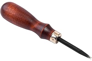 WUTA Leder Kantenschneider, 1 Stücke Profi Leder Rand Beveler, Kohlenstoffstahl Holzgriff Lederverarbeitung Kantenschälen(0.8mm)