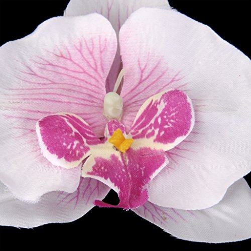 Generic 20x Kunstblumen Orchidee Blumen Köpfe , Schmetterlingsorchidee Blüten Blumenköpfe Hochzeit Dekoration – Weiß mit Lila, 9cm - 6