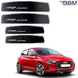 BBM I-POP Durable Plastic Glossy Finish Universal Car Door Guard for Hyundai i20 Elite - 2020 2021 (Pack of 4) (Black)