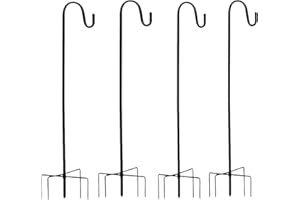 Crochets en Métal de Jardin, XVZ 96cm Crochets pour Mangeoire à Oiseaux, pour Suspendre des Pots de Fleurs, Lanternes, Lampes Solaires de Jardin, Décorations de Mariage (4 Pièces Noir)