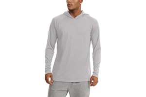 KEFITEVD Camisetas con Capucha de Manga Larga con Protección UV para Hombres UPF 50+ Camisetas con Protección Solar Camisas Ligeras de Safari de Senderismo