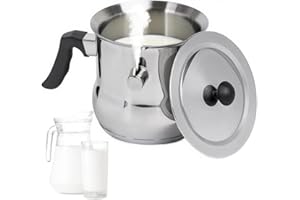 Afenau Casserole à lait à induction 1,5 l avec couvercle, double paroi avec sifflet, poignée en bakélite, mijoteuse en acier inoxydable, pour induction électrique à gaz