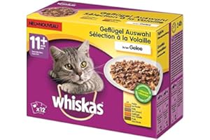 whiskas Multipack 11+ gelatina a selezione di pollame | 48 x 100 g cibo per gatti