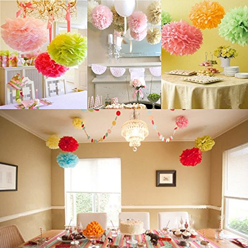 Coceca 18er Papier Pompoms Tissue PomPon 35.5cm, 30cm, 25.4 cm, geeignete Dekoration fuer die Geburtstagsfeier, die Hochzeit und die Babyparty - 7