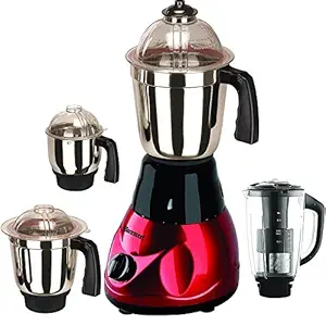 Sunmeet Hi_Tech Powerful 1000 Watts Motor with 2 Years Motor Warranty Mrf Metallic Red with 3 Heavy Base SS Jars + 1 Juicer jar Mixer Grinder.Make in India