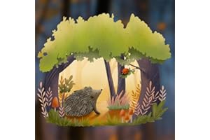 TinyFoxes Fensterbild Igel im Herbst - herbstliche Fensterdeko für das Kinderzimmer - statisch haftend und wiederverwendbar - handgezeichnete Motive - von Kristin Franke