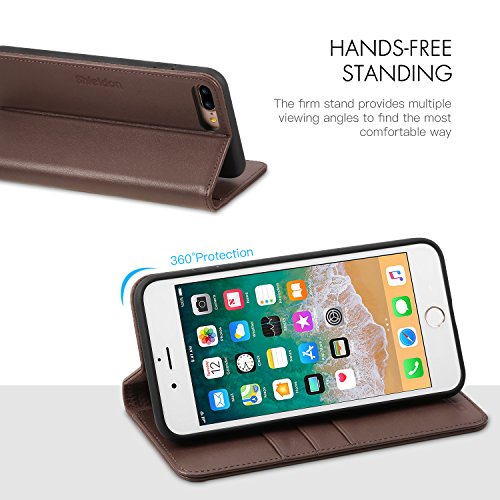 Funda iPhone 8 Plus  Funda iPhone 7 Plus  SHIELDON Funda iPhone 7 Plus Billetera para Tarjetas  Amortiguaci  n de TPU Interior Suave  Soporte Plegable  Cierre Magnetico  Carcasa en Libro para iPhone 8 Plus iPhone 7 Plus - Caf  