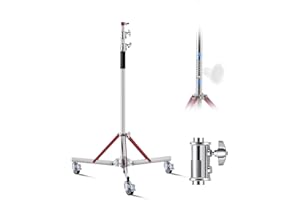 VEVOR Wytrzymały stojak oświetleniowy z kółkami, wysokość do 320 cm, regulowany statyw fotograficzny ze stali nierdzewnej, do studia lightbox monolight, do fotografowania z reflektorem