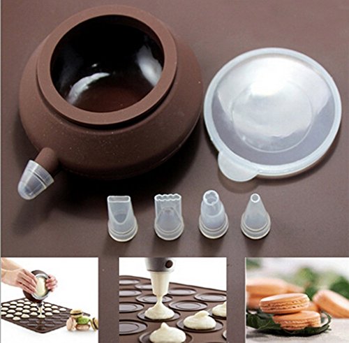 Set für Cup Cake Muffin Waffel Konditorwaren Sahnespritze + 48 Fondant Backmatte Silikon Macarons Form Deko Backblech+ 4 Garniertüllen [version:x10] by DELIAWINTERFEL - 5