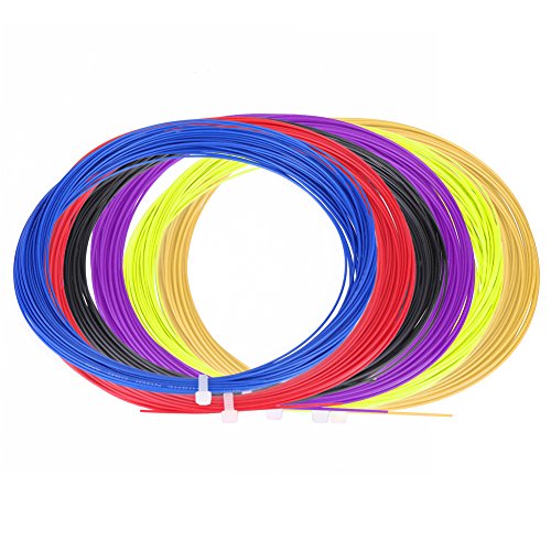 Tbest 2Pcs Cordes Badminton, 10 m de Nylon Durable, Raquette de Badminton à Haute Flexibilité, Ligne Rouge, Bleu, Noir, Vert Fluorescent, Violet, Jaune
